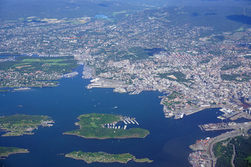Aerial view of the Oslo area in Norway