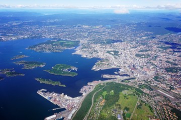 Fototapeta premium Aerial view of the Oslo area in Norway