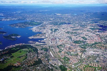 Aerial view of the Oslo area in Norway