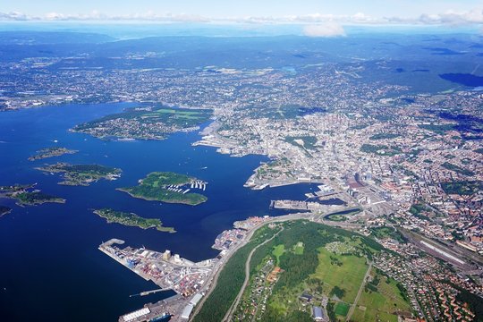 Aerial View Of The Oslo Area In Norway