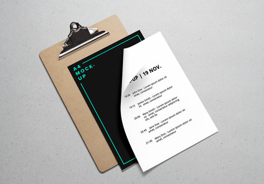 A4 Papers & Clipboard Mockup