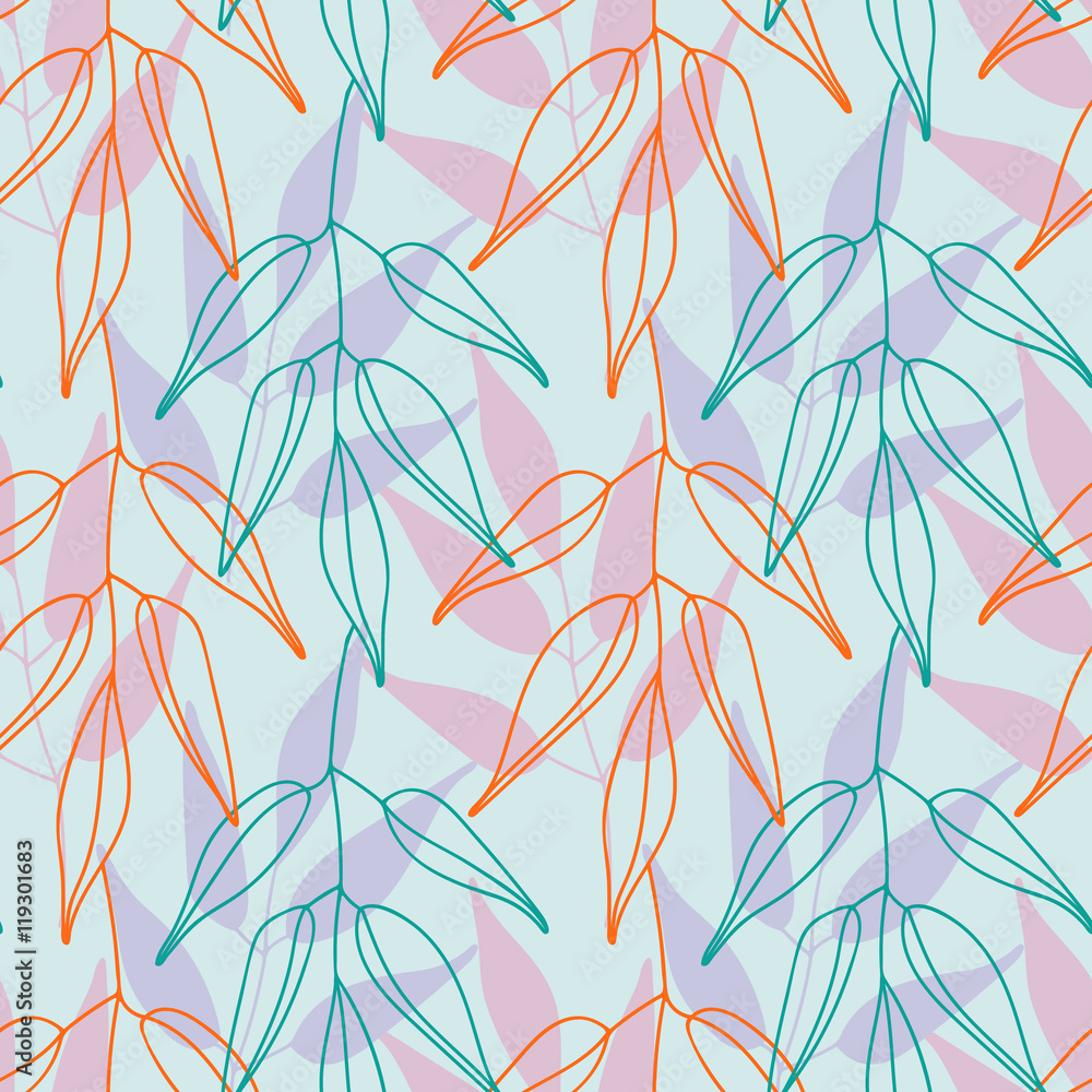 Poster background with leaves. vector pattern.