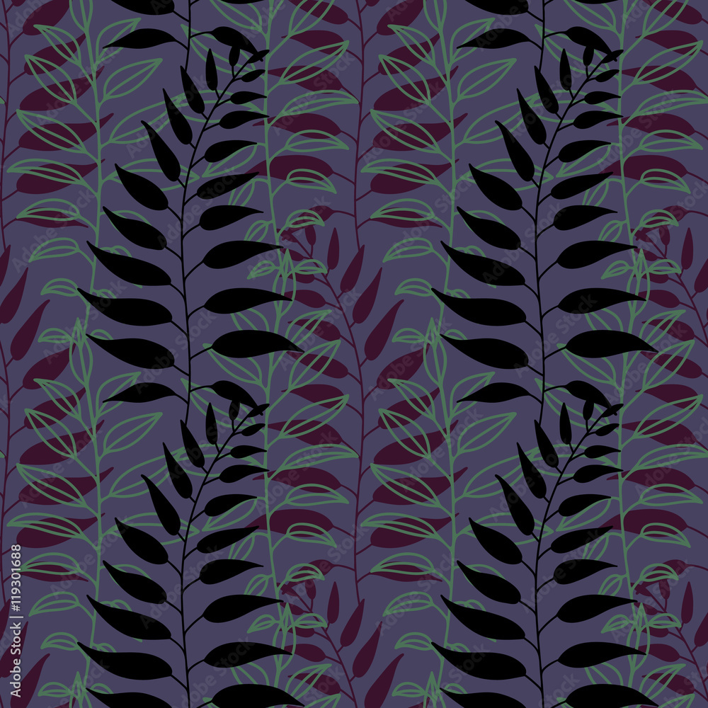 Poster background with leaves. vector pattern.