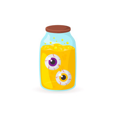 Eyeballs in glass jar.