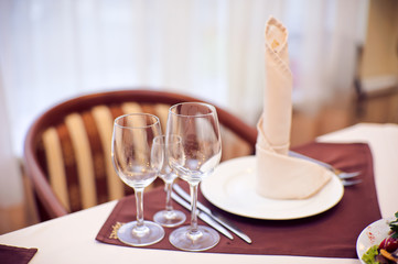 Catering service. Restaurant table with food. Huge amount of on the . Plates . Dinner time.