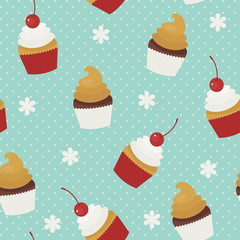 Muffins seamless pattern