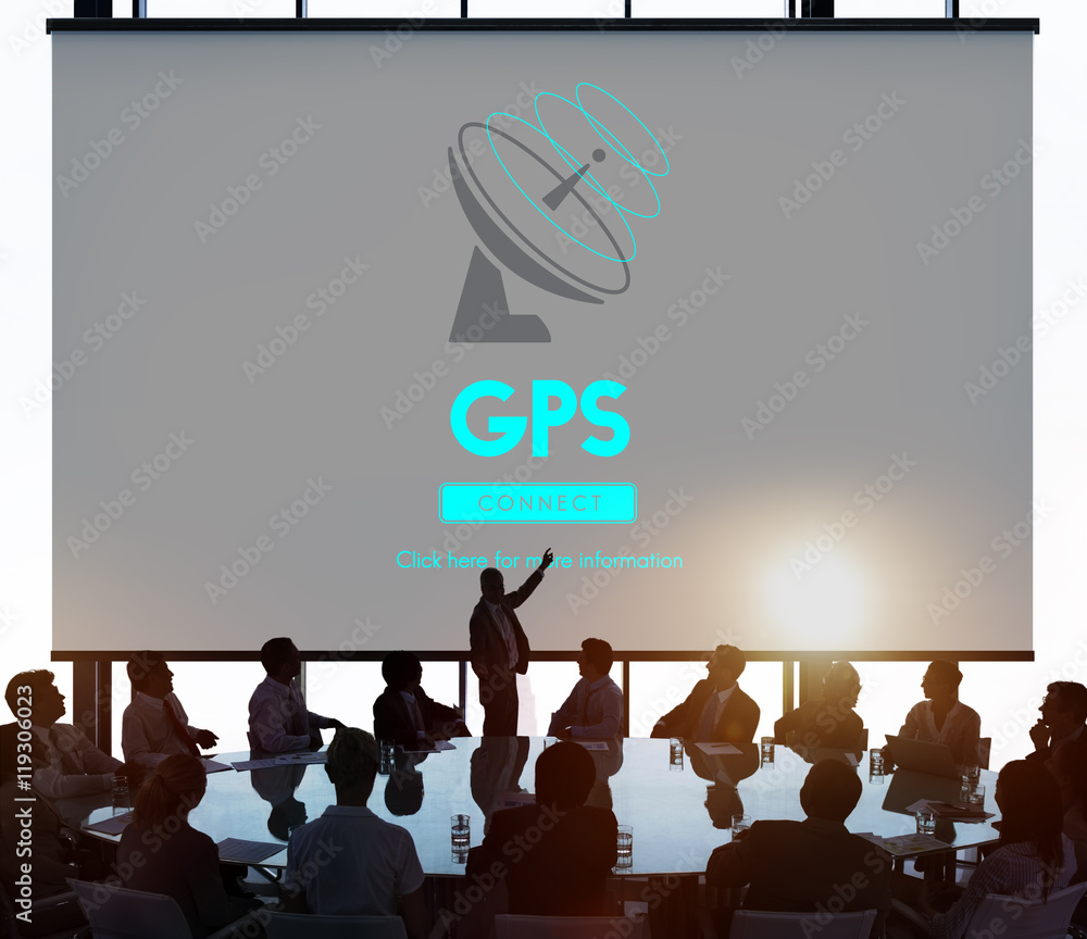 Poster boardcast data transmission gps navigation concept