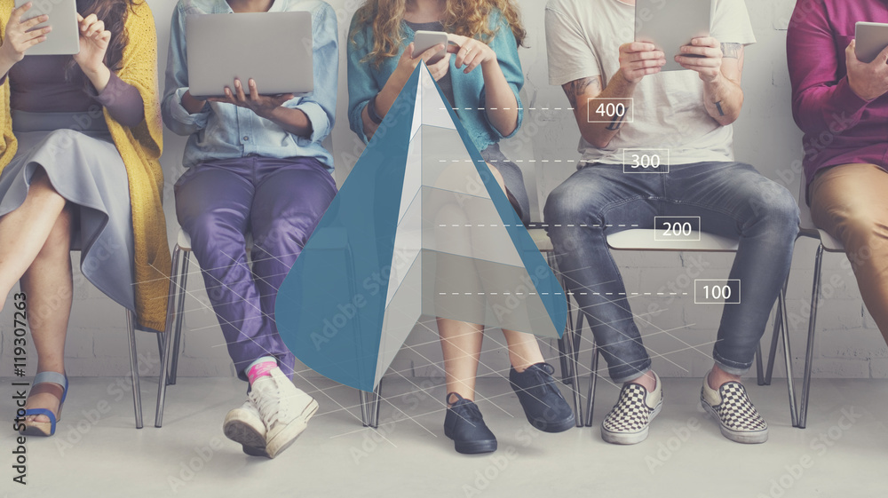 Poster cone graph chart business analytics concept