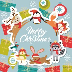 Obraz na płótnie Canvas cute animal merry christmas isolated icon