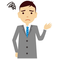 グレーのスーツの　社員 困る