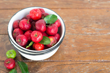 Organic Brazilian Acerola Fruit small cherry.
