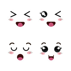 set of faces of emoticon