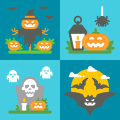Flat design Halloween decor set