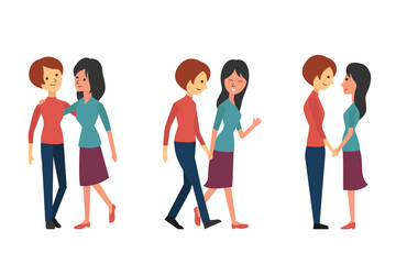 Obraz premium Lesbian couple character set