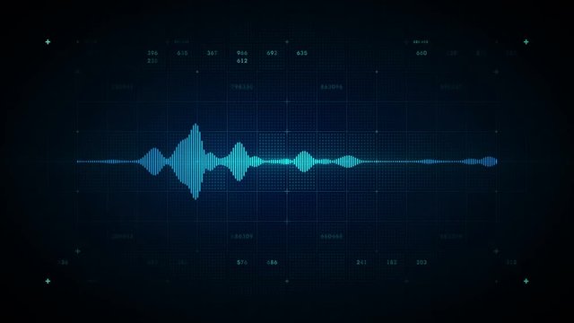 4K Audio Waveform Mono Blue - A visualization of audio waveforms. This clip is available in multiple color options and loops seamlessly. 