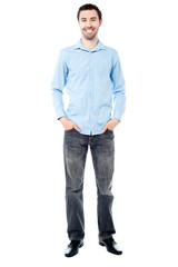 Casual young guy, full length portrait.