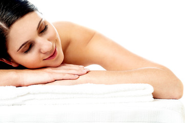 Fototapeta premium Calm female during luxurious massage