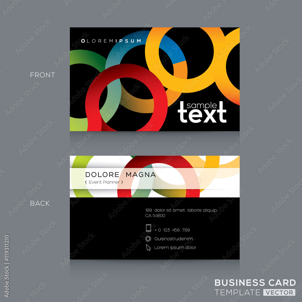 Canvas Prints business cards design with abstract colorful circle ring shape background
