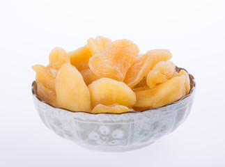 apple dry in bowl or dried apple slices.