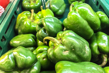 Plakat Big pepper green at market.