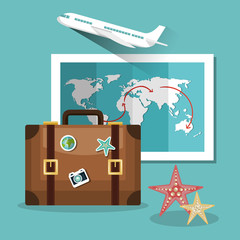 travel set equipment isolated icons
