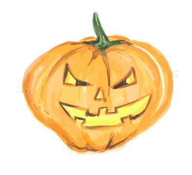 Watercolor scary pumpkin