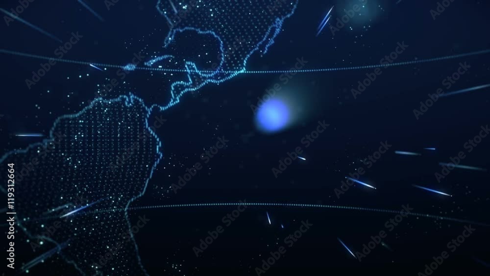 Poster planet earth rotating animation future technology business concept