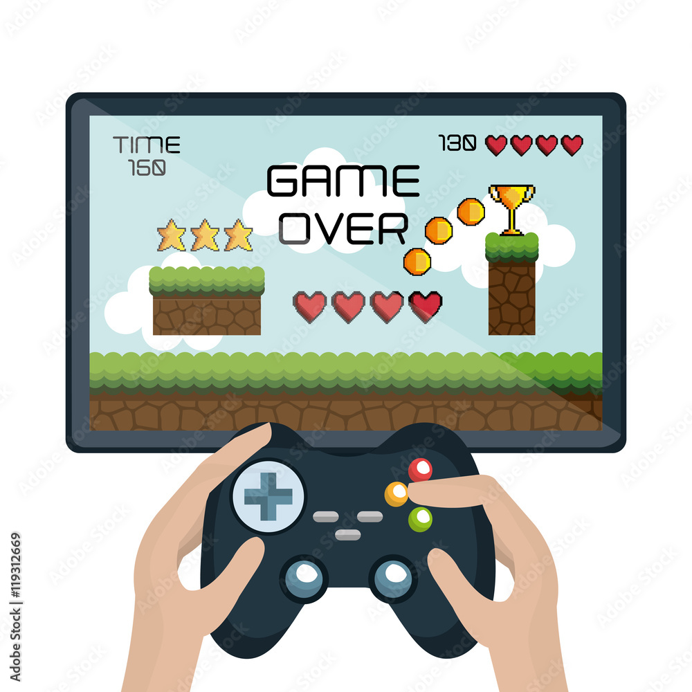 Poster video game interface isolated icon