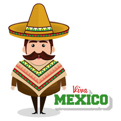 mexican man character isolated icon