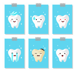 illustration of tooths. bannes set