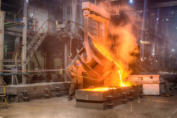 NOVOKUZNETSK, RUSSIA - JUNE 26, 2016: Casting ferroalloy factory
