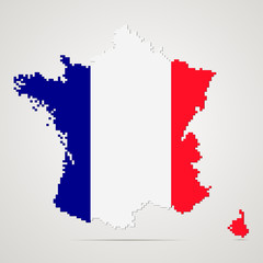Creative pixel France map vector illustration