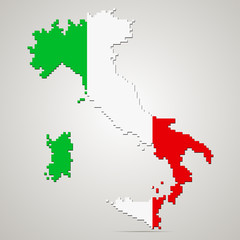Creative pixel Italy map vector illustration