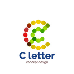 Vector modern minimalistic dotted letter concept logo