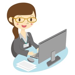 パソコン操作をする女性