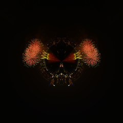 Beautiful firework and city in rounded sharp