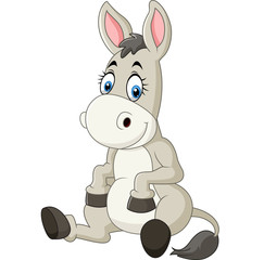 Fototapeta na wymiar Cartoon funny donkey sitting