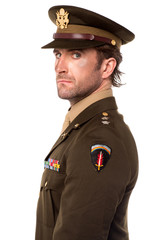 Military young man, studio portrait.
