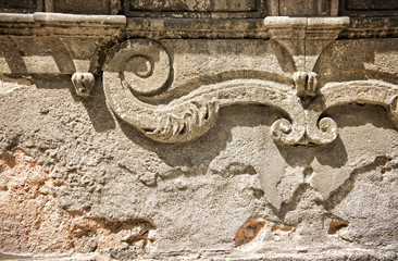 Decorated exterior wall with copy space