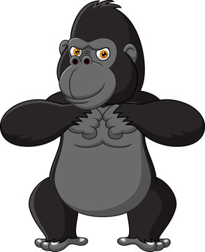 Strong gorilla cartoon