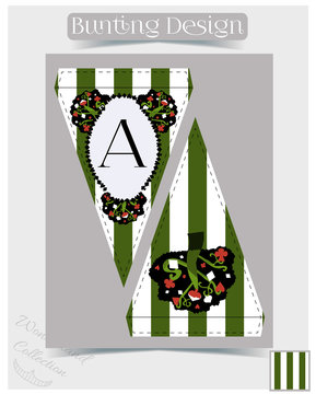 Bunting design - Tree from Wonderland Forest or Garden.  Printable Vector Illustration for Graphic Projects, Parties, Scrapbooking and the Internet.