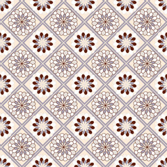 Seamless Floral Pattern, National Ornament, Tiled Floor and Wall