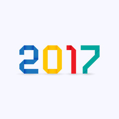 2017 origami theme, colorful editable vector illustration