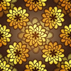 Foto op Plexiglas Seamless dark floral pattern © Olga Drozdova