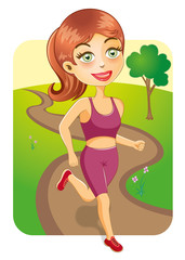 Sporty Girl Jogging In The Park