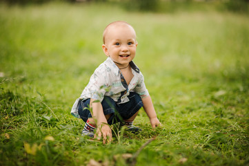 happy little boy in the park