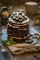 Stack of Small chocolate Pancakes 