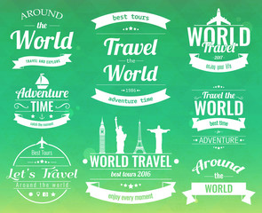 Set of vintage Travel badges and labels. Holiday Elements Icons. Travel and Tourism. Vector