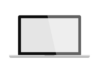 Isolated simple laptop on white background. Blank screen.