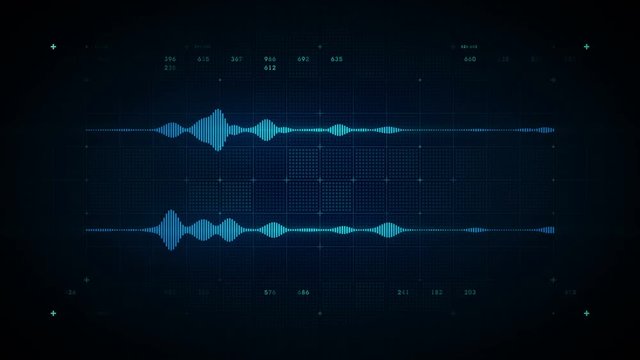 4K Audio Waveform Stereo Blue - A visualization of audio waveforms. This clip is available in multiple color options and loops seamlessly. 